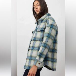 Rails Plaid Turner Oversized Shirt Jacket in Cobalt Lime Smoke
